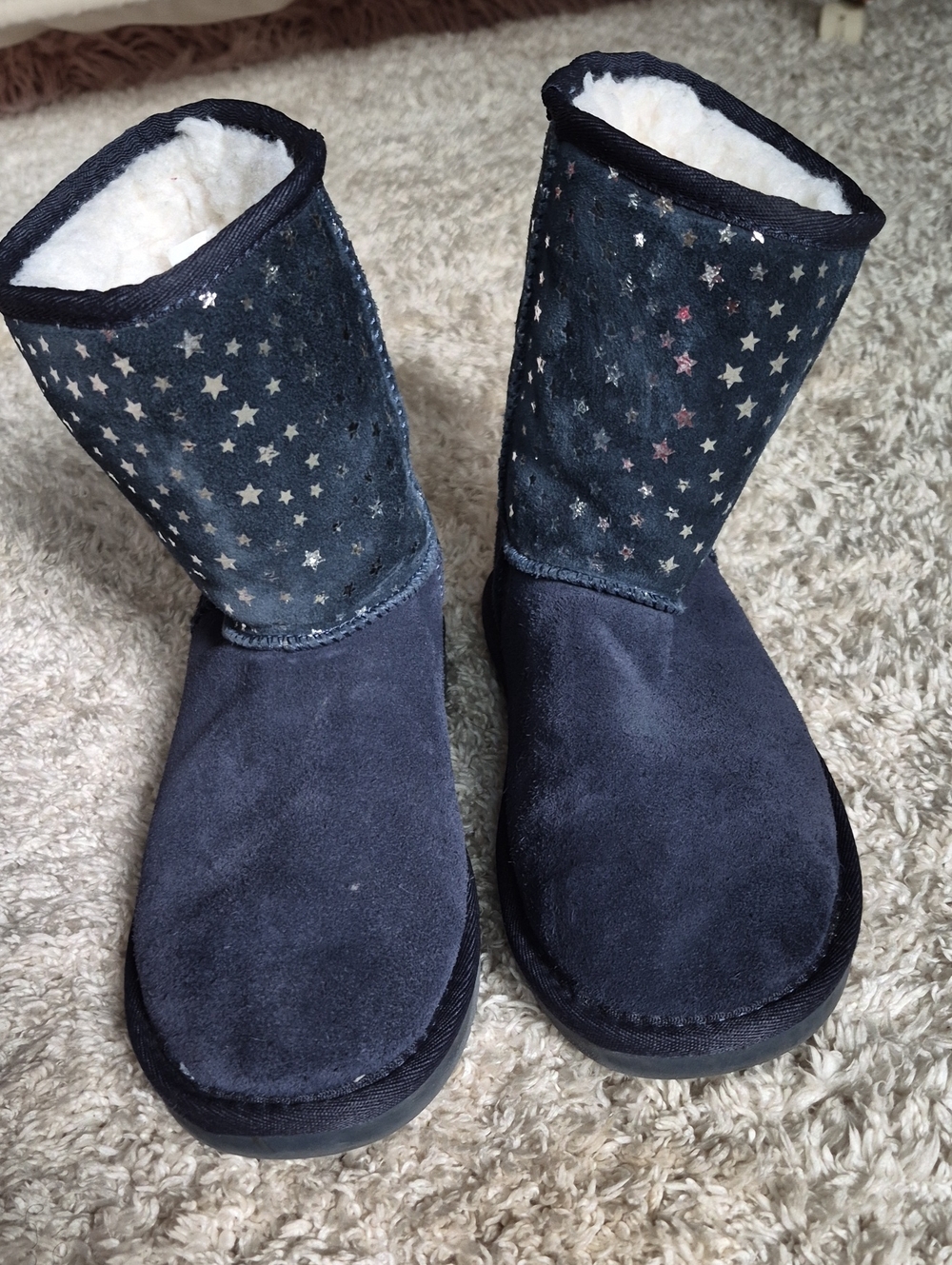 Koolaburra Navy Star-Print Kids Winter Boots